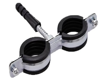 Uchwyt podwójny do rur W1 1 1/4 " (40-45mm) z gumą